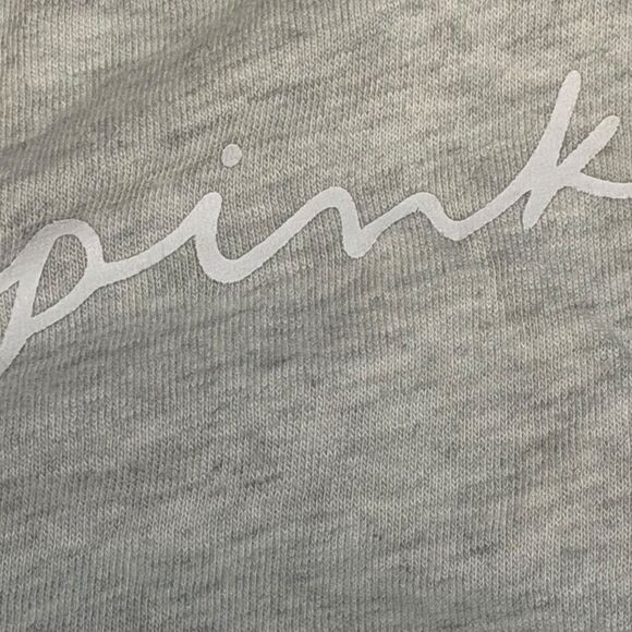PINK VICTORIA’S SECRET Women’s Heather Gray “pink” Script Logo Sleep Tee Shirt D - Picture 6 of 6